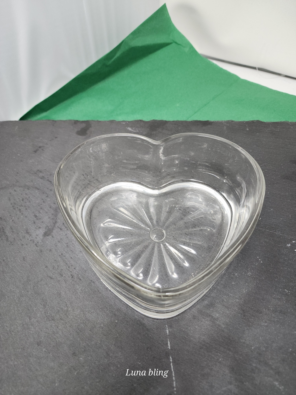 Clear Glass Heart Dish - Small Decorative Bowl
